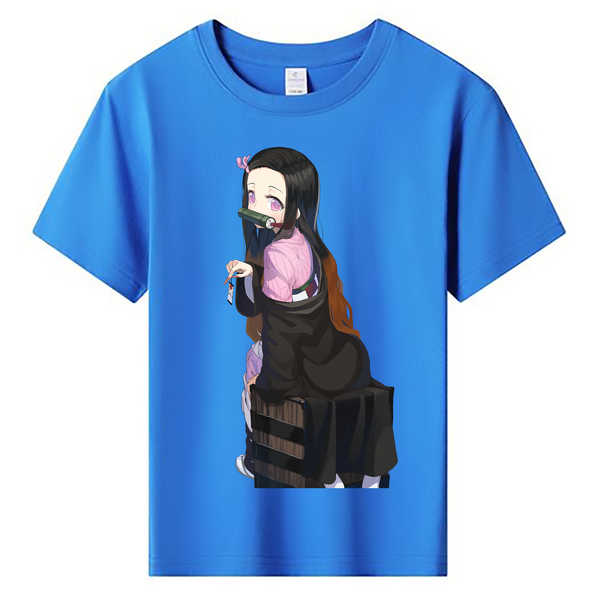（画像用） 鬼滅の刃（きめつのやいば）竈門 禰󠄀豆子／かまど ねずこ Kamado Nezuko 綿100％キッズTシャツ（フロントプリント）